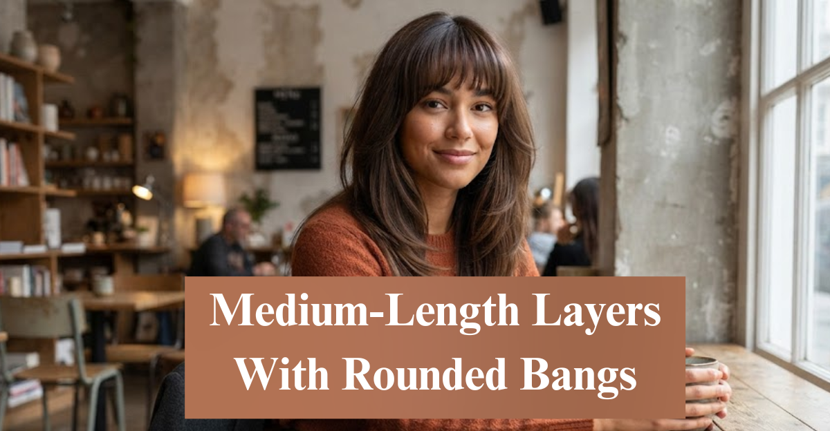 Medium-Length Layers With Rounded Bangs
