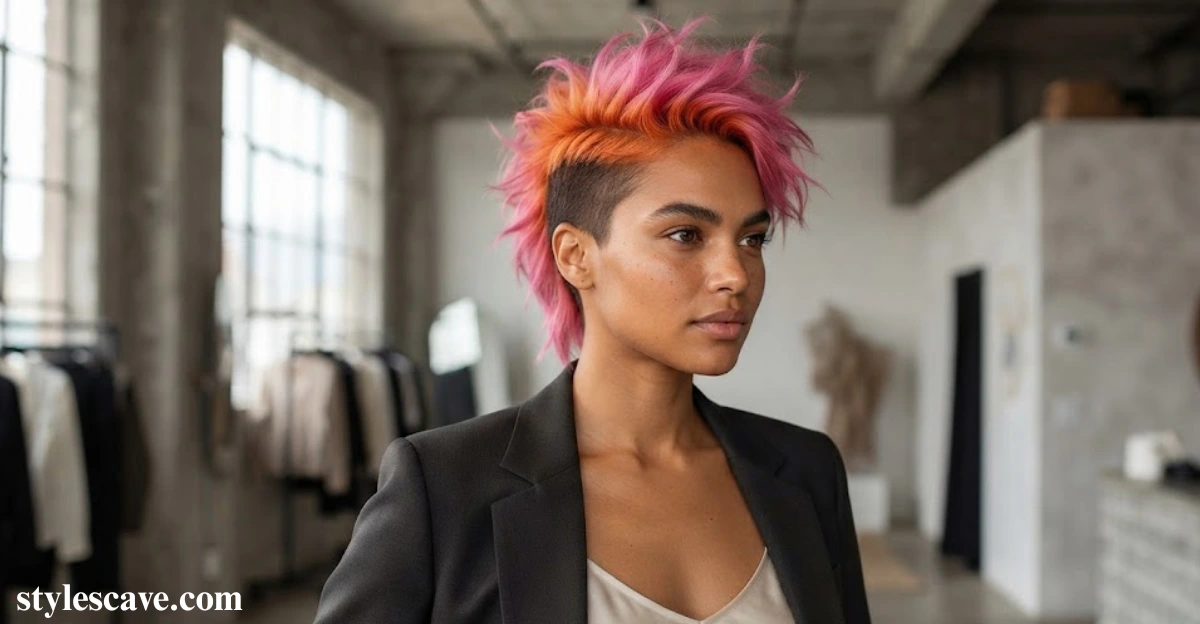 Pink Mohawk with Orange Roots