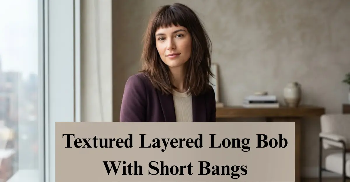 Textured Layered Long Bob With Short Bangs