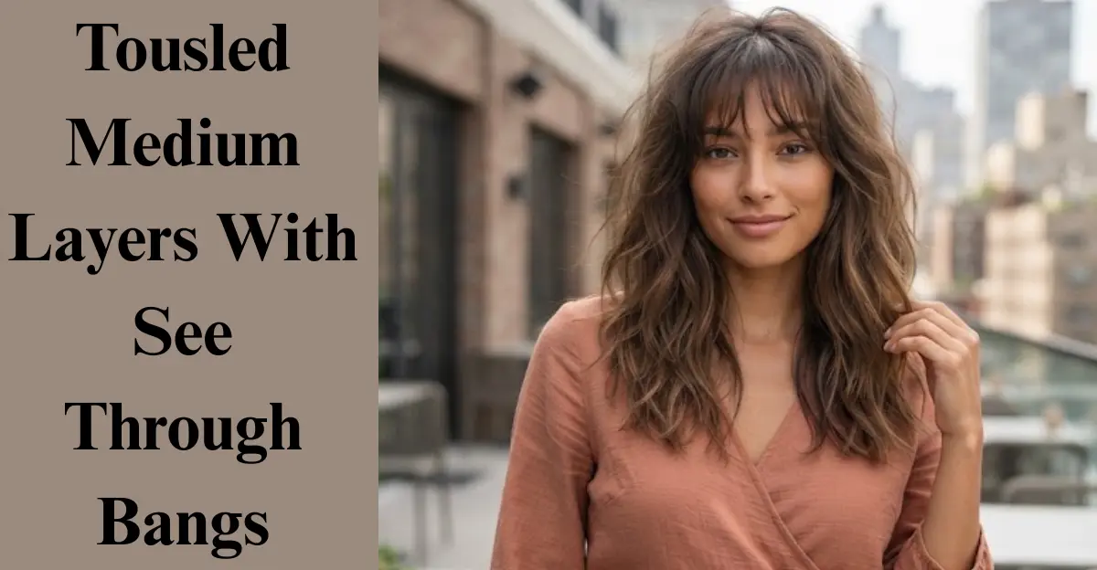 Tousled Medium Layers With See-Through Bangs