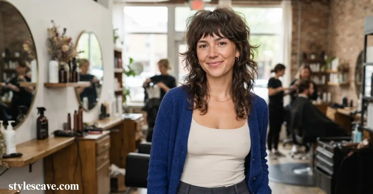 Textured Shag With Curled Tips And Bangs