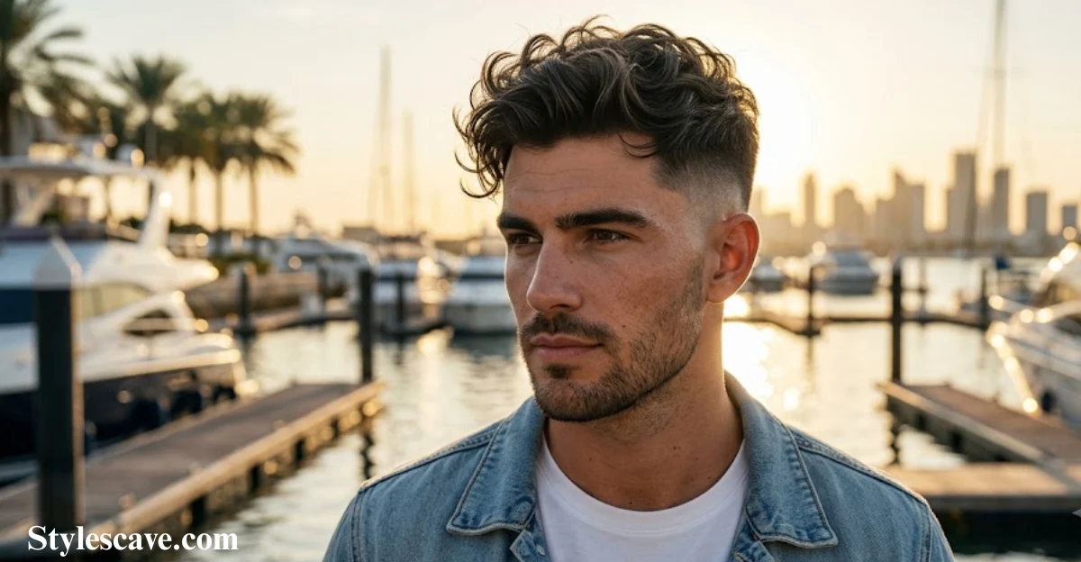 Short Messy Waves with High Skin Fade