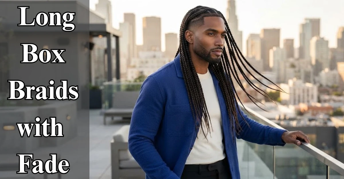 Long Box Braids with Fade