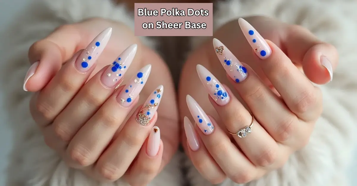 Blue Polka Dots on Sheer Base
