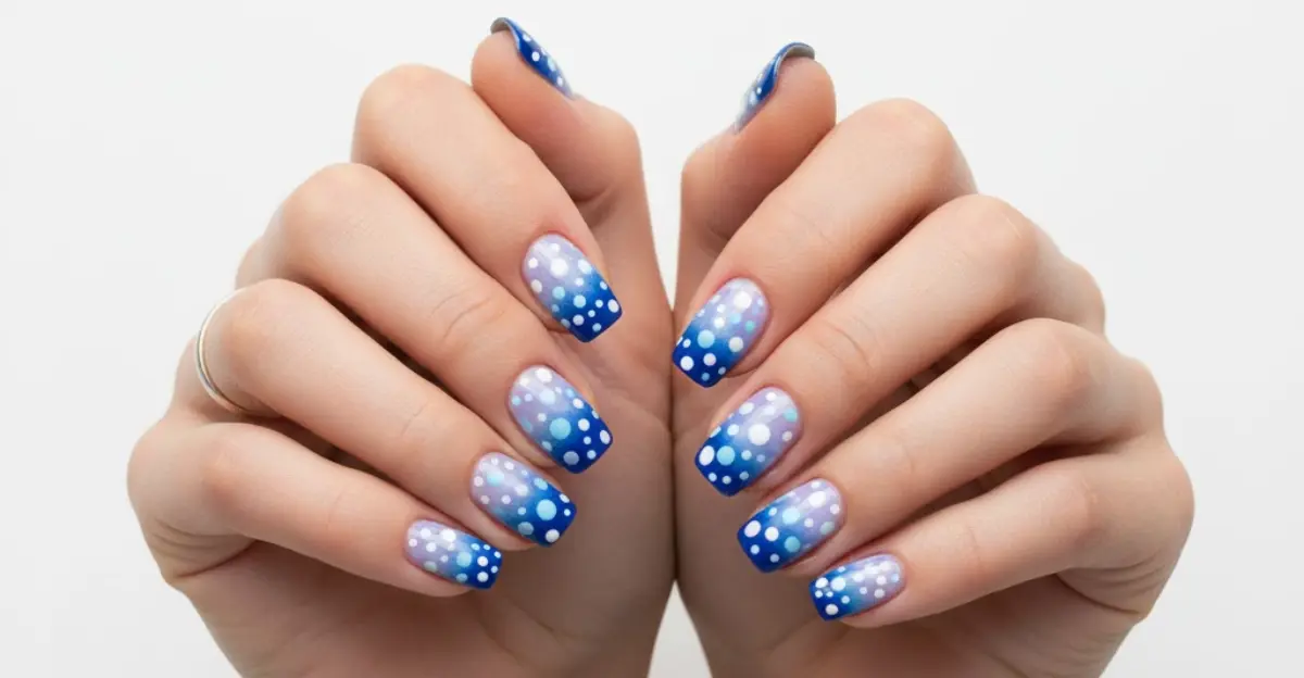 Blue Polka Dots with Gradient Effect