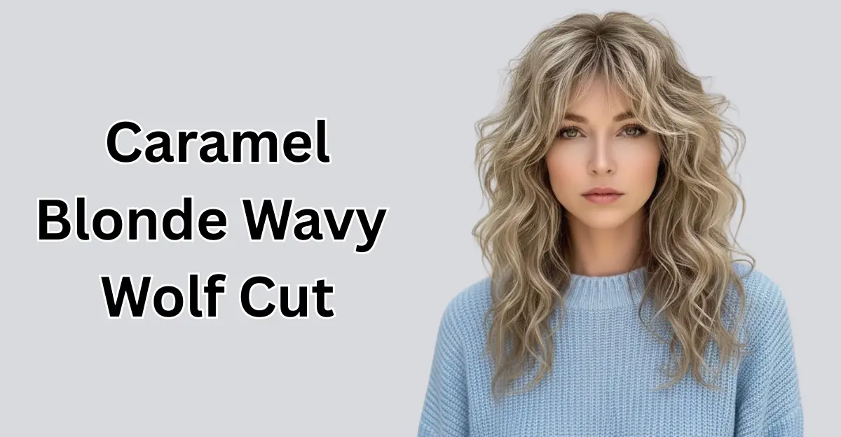 Caramel Blonde Wavy Wolf Cut