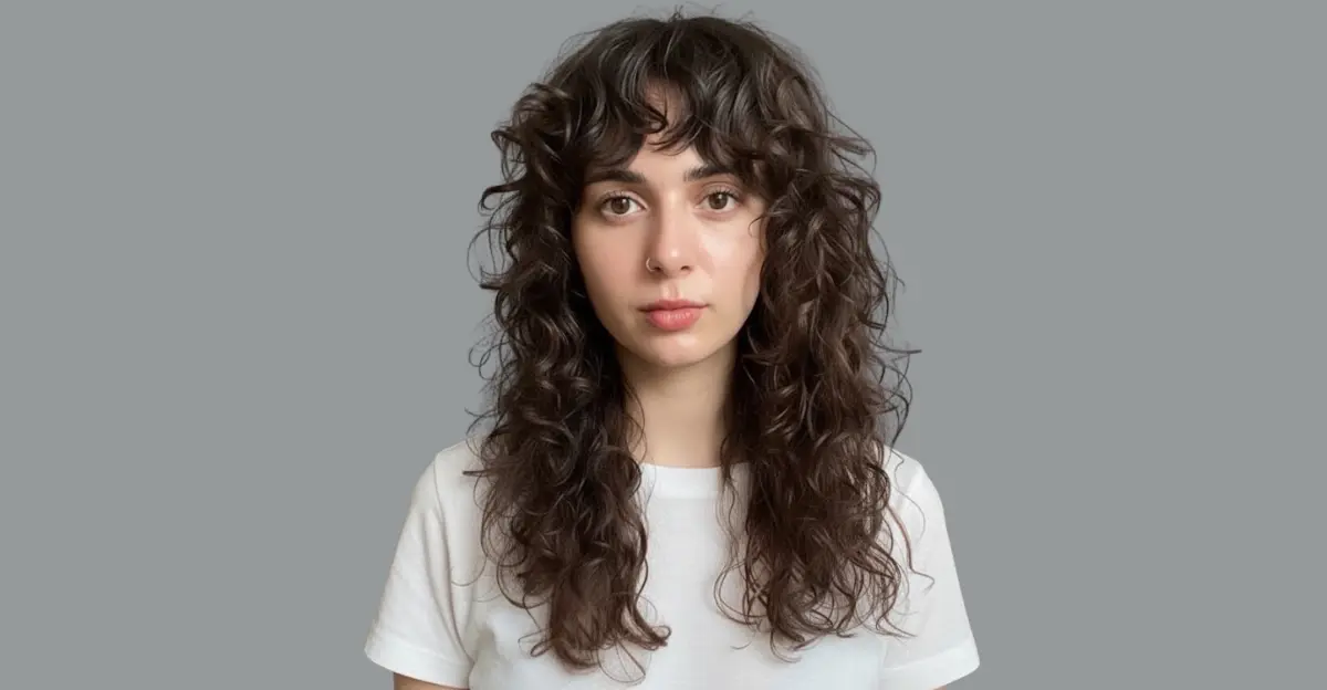 Curly Wolf Cut with Curtain Bangs