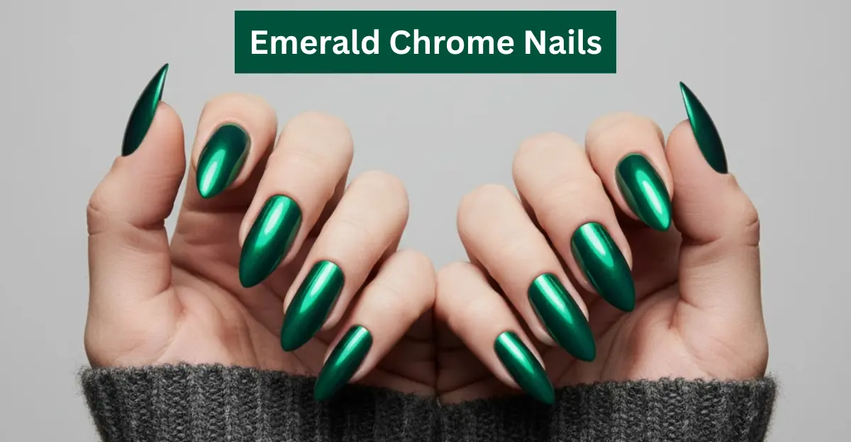 Emerald Chrome Nails