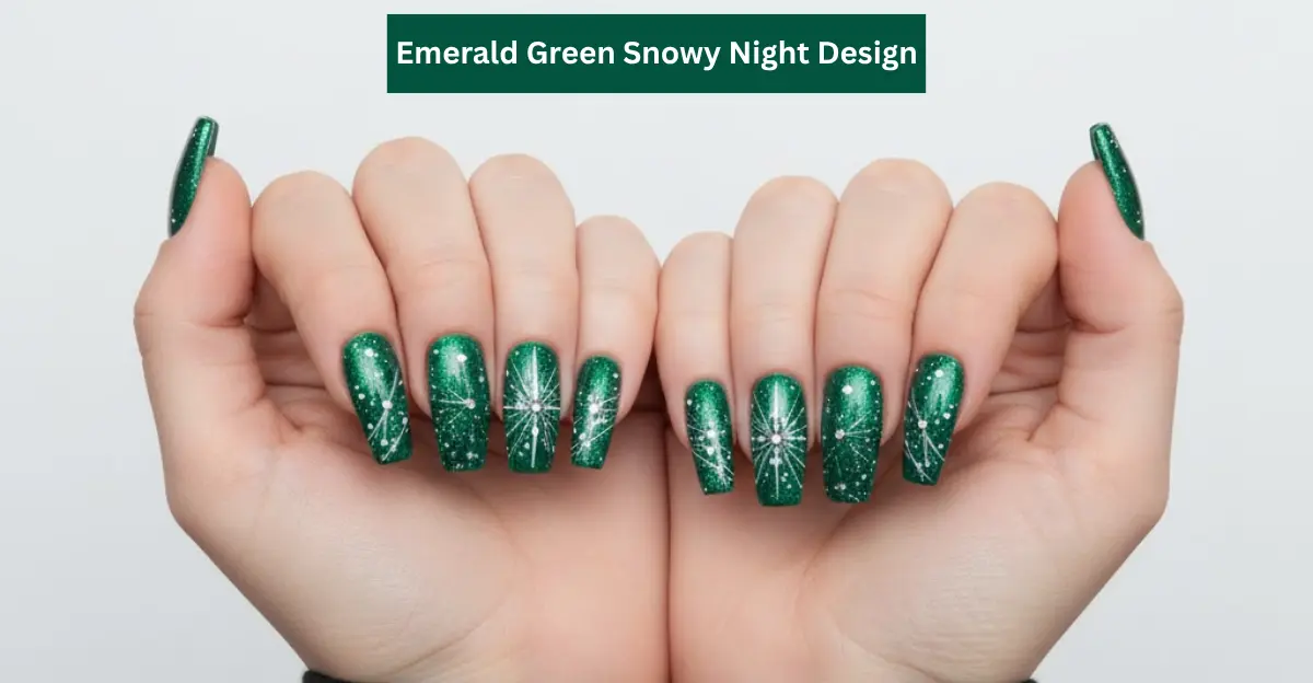 Emerald Green Snowy Night Design