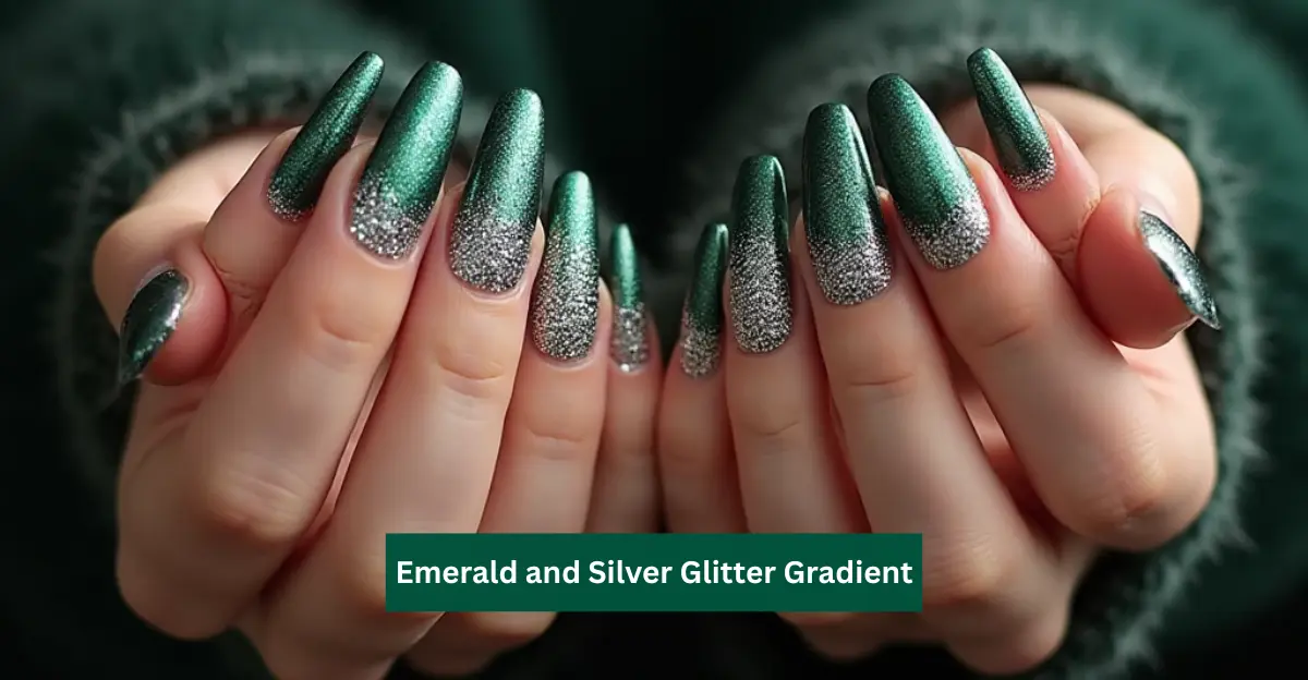 Emerald and Silver Glitter Gradient