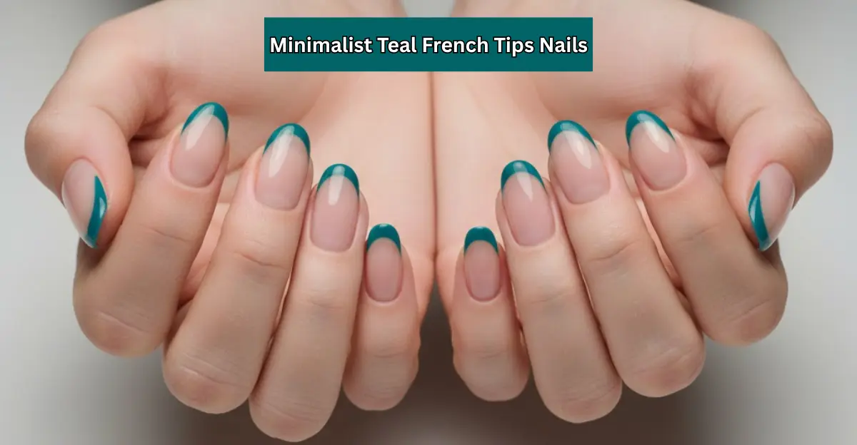 Minimalist Teal French Tips Nails