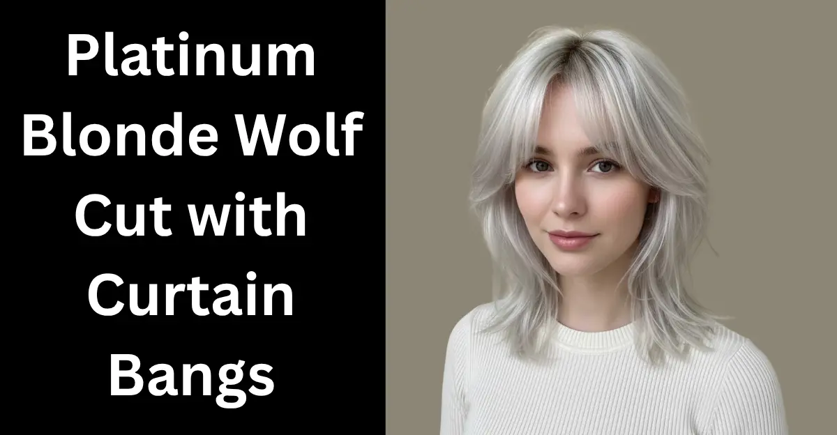 Platinum Blonde Wolf Cut with Curtain Bangs