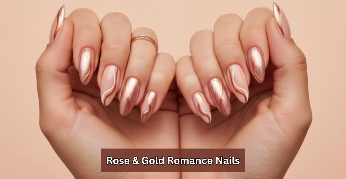 Rose & Gold Romance Nails