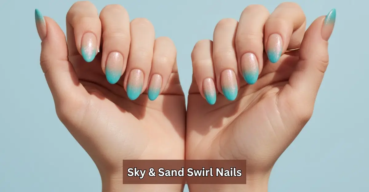 Sky & Sand Swirl Nails