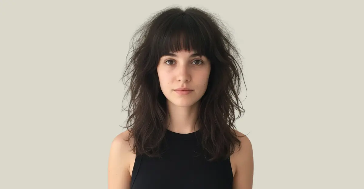 Textured Wolf Cut with Blunt Bangs