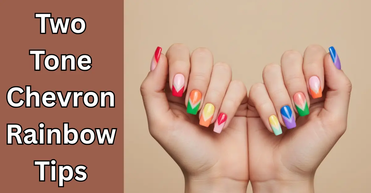 Two-Tone Chevron Rainbow Tips Nails