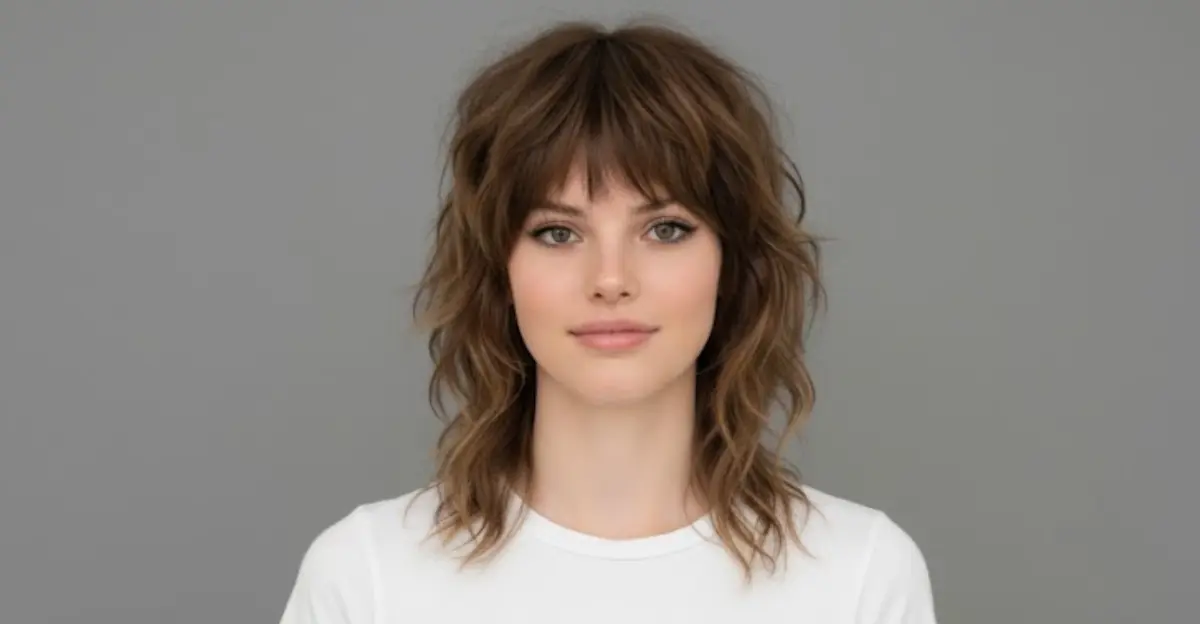 Voluminous Wolf Cut with Bardot Bangs