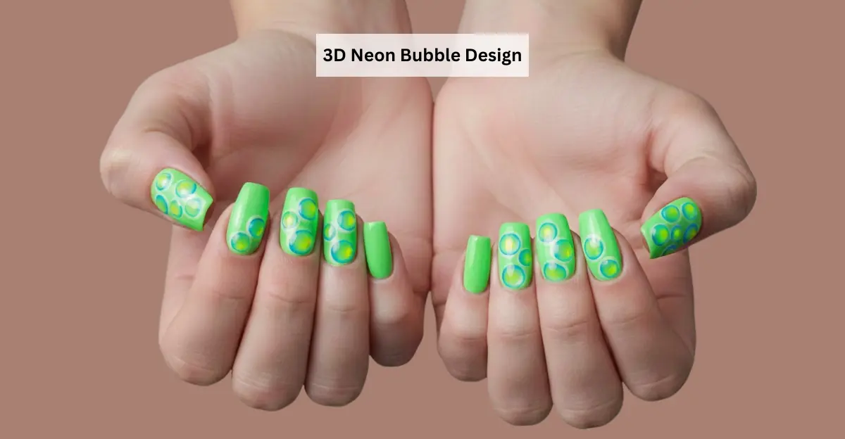 3D Neon Bubble Design (Neon Summer Nails)