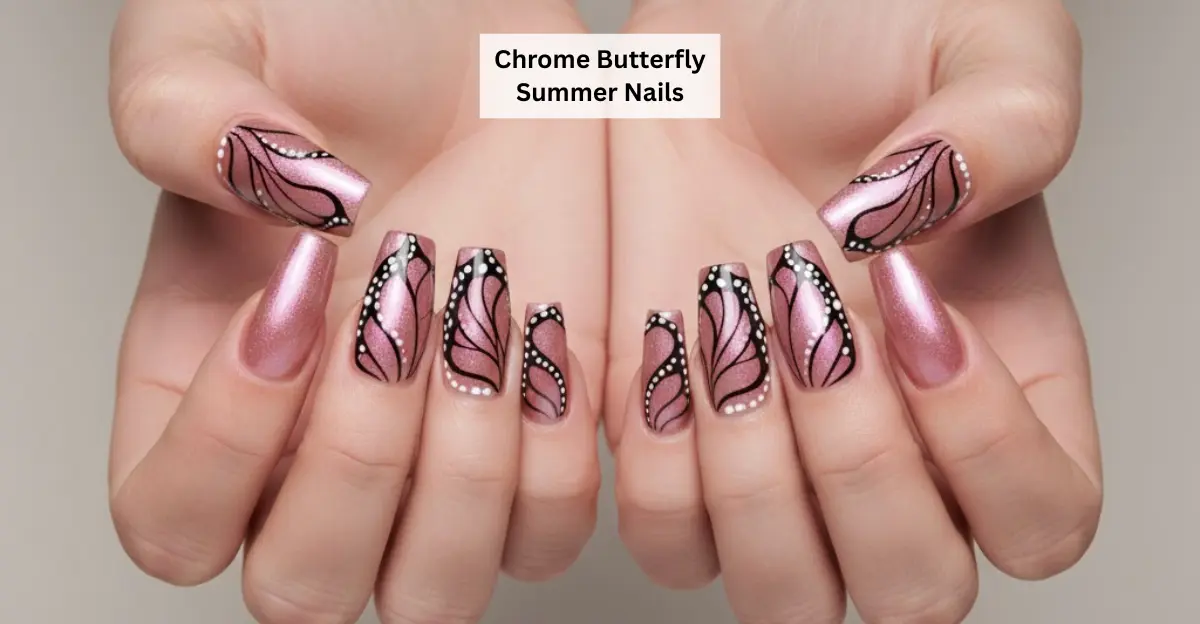 Chrome Butterfly Summer Nails