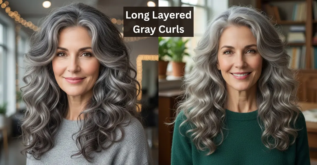 Long Layered Gray Curls