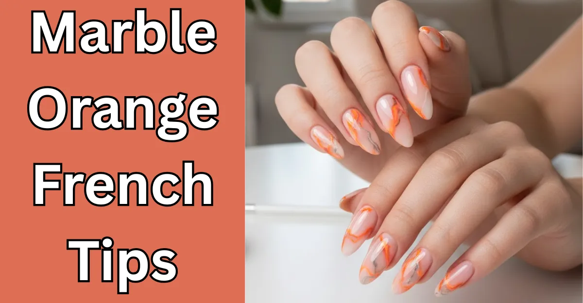 Marble Orange French Tips