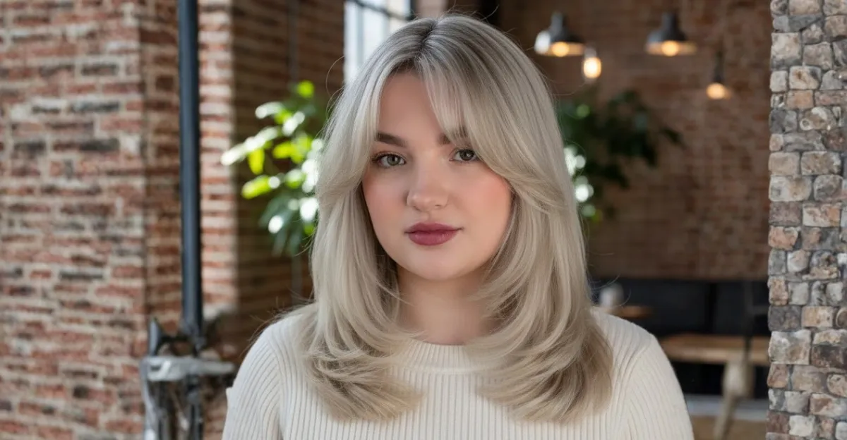 Medium-Length Layers With Rounded Bangs