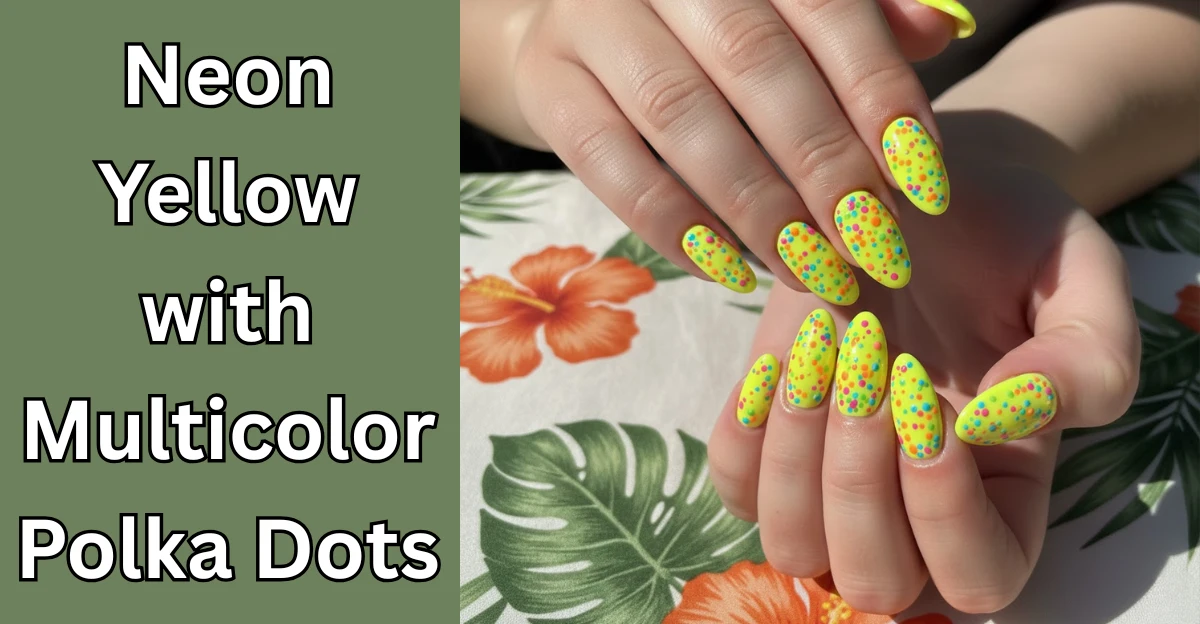 Neon Yellow with Multicolor Polka Dots
