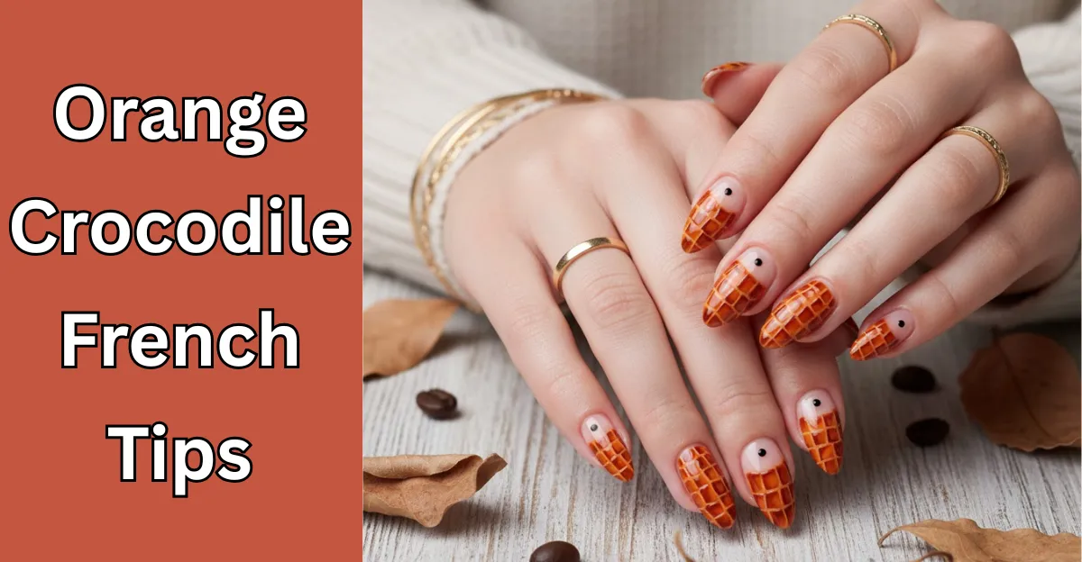 Orange Crocodile French Tips