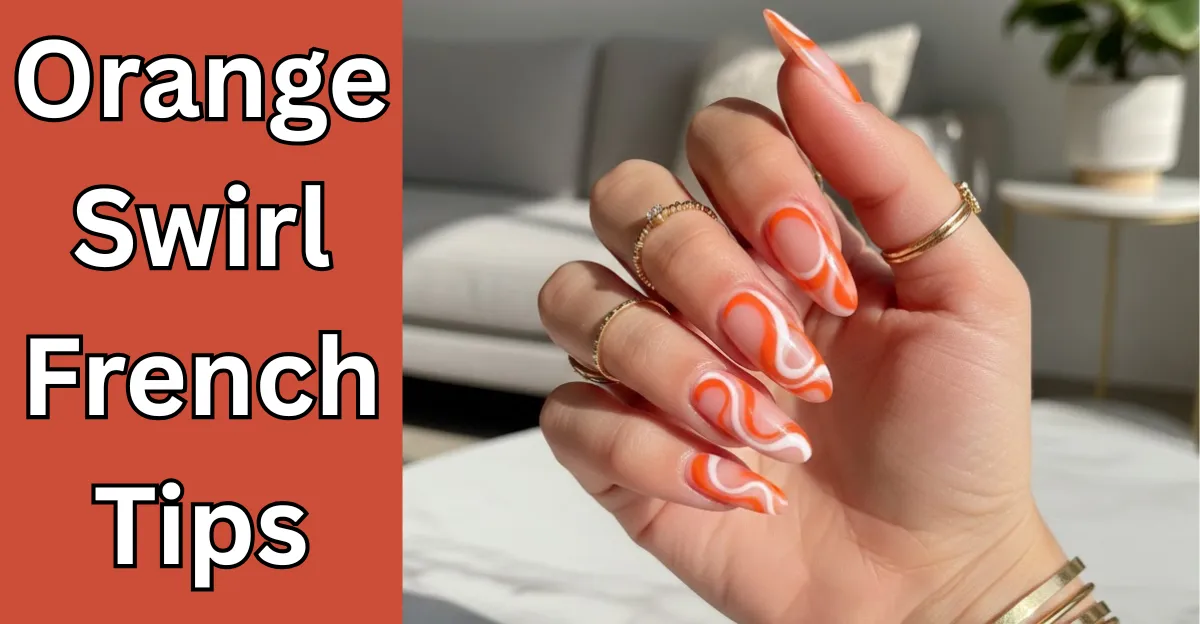 Orange Swirl French Tips