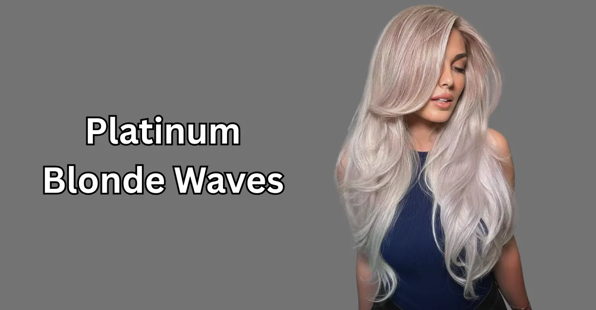 A woman with extra-long hair featuring a seamless blend of icy platinum blonde waves and face-framing layers.