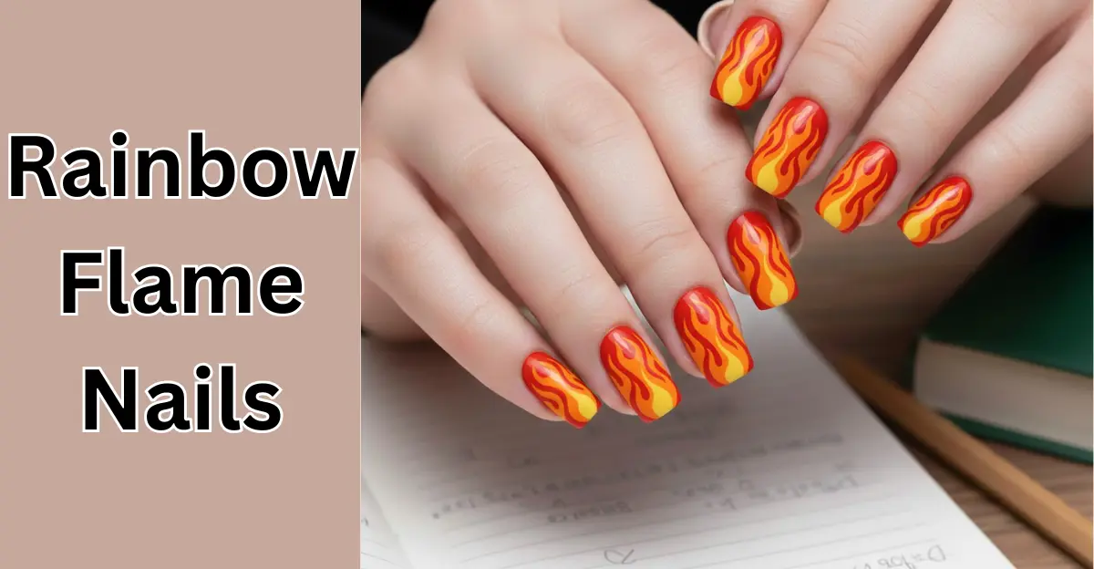 Rainbow Flame Nails