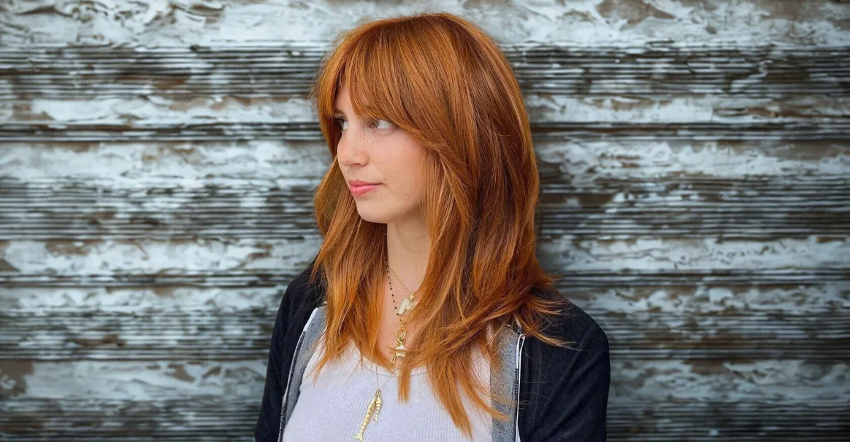 Shaggy Copper Layers With Bangs