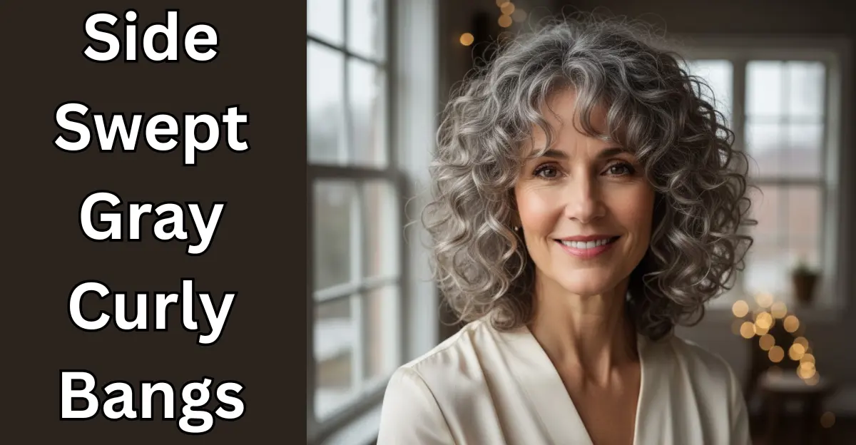 Side-Swept Gray Curly Bangs