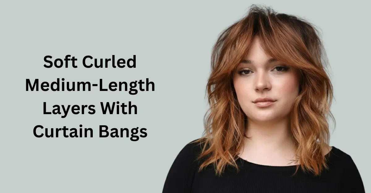 Soft Curled Medium-Length Layers With Curtain Bangs