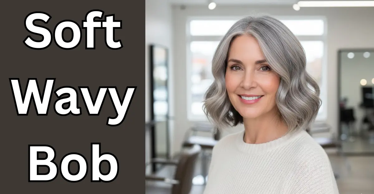 Soft Wavy Bob (Short Hairstyles for Grey Hair Over 50)