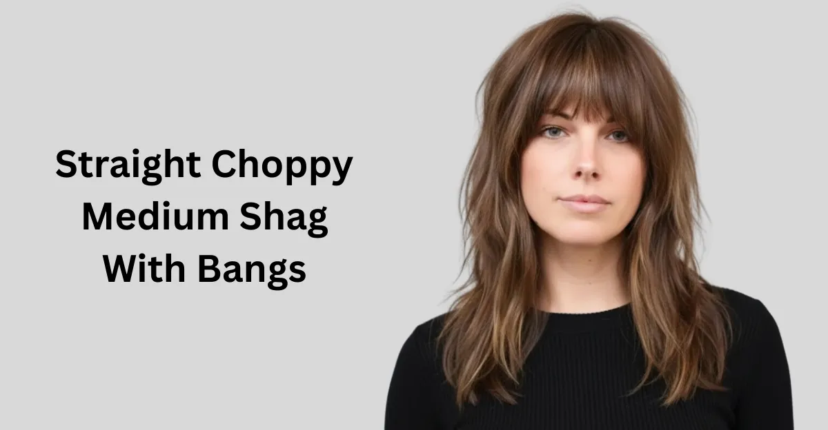 Straight Choppy Medium Shag With Bangs