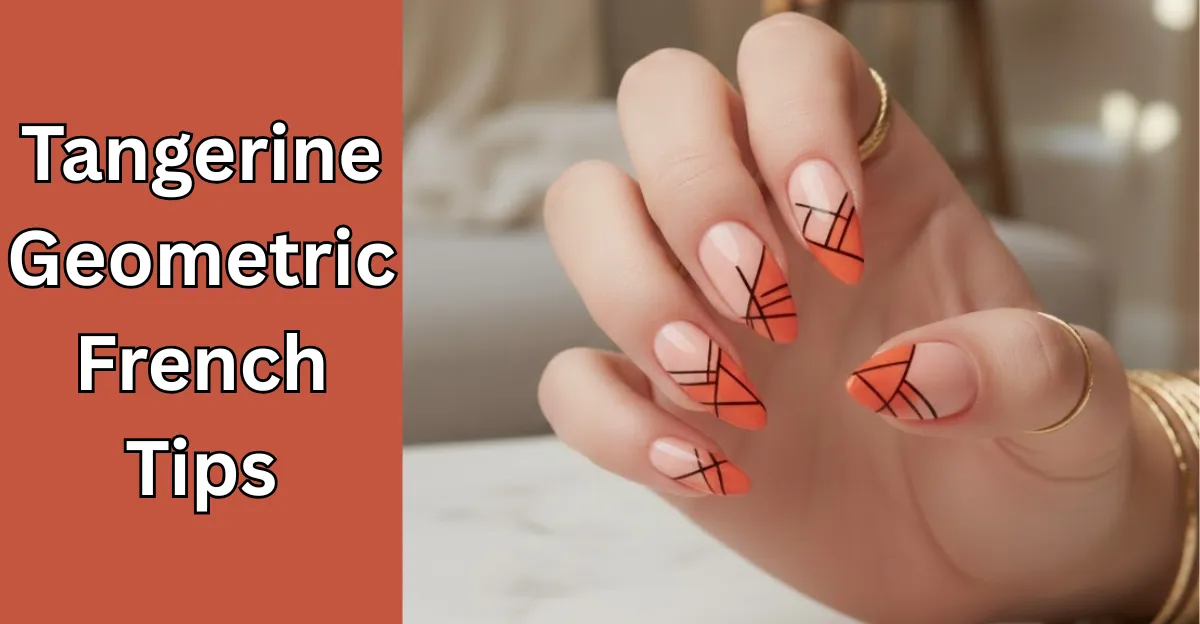 Tangerine Geometric French Tips