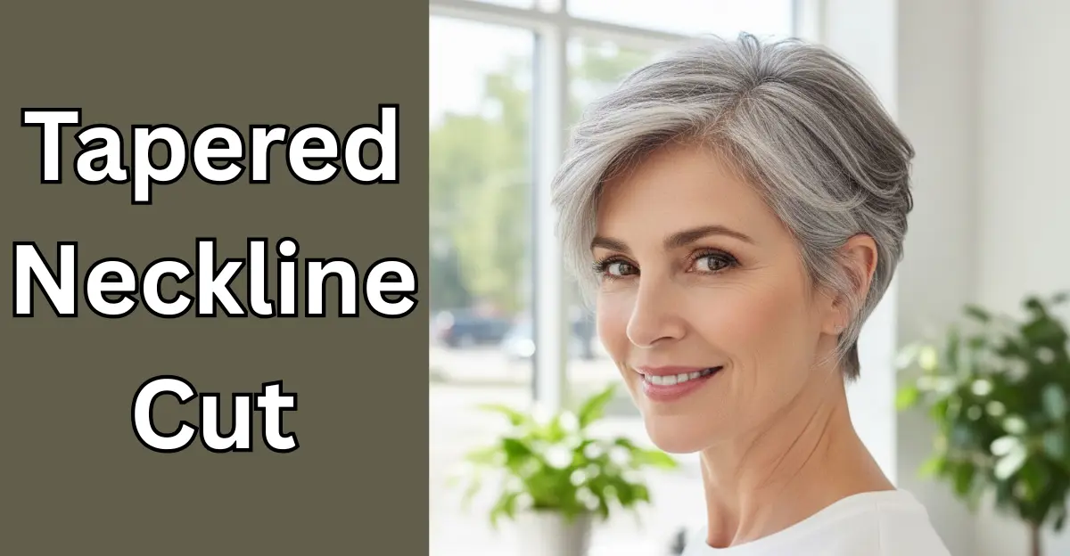 Tapered Neckline Cut (Short Hairstyles for Grey Hair Over 50)