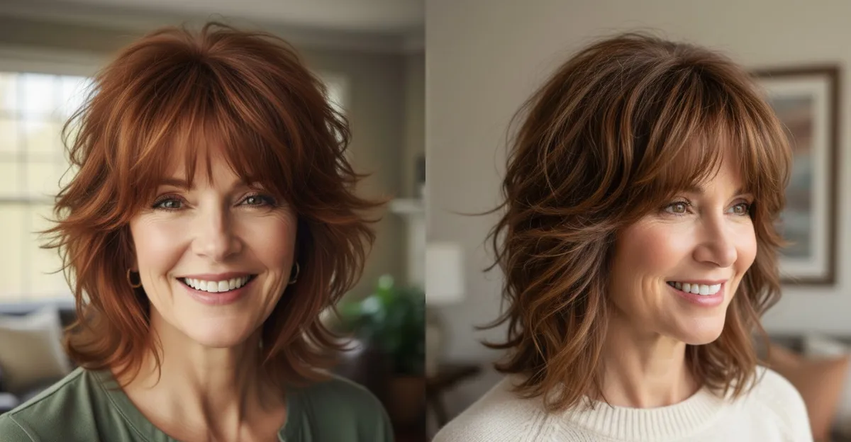 Tousled Layered Shag With Bangs
