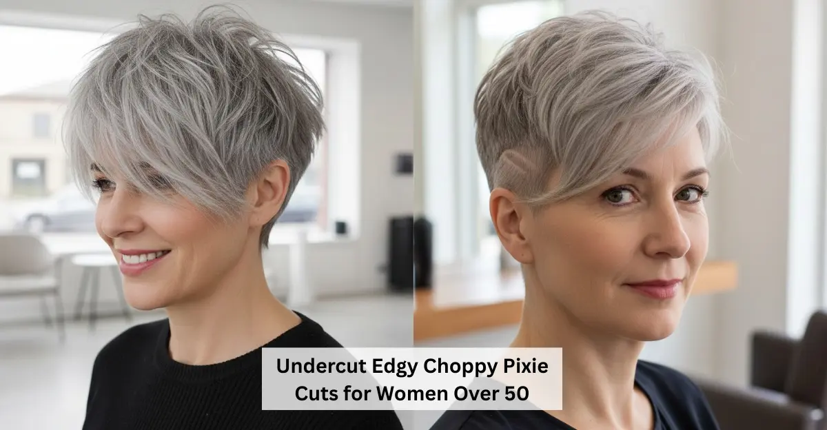 Undercut Edgy Choppy Pixie Cuts for Women Over 50