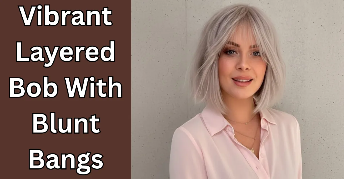 Vibrant Layered Bob With Blunt Bangs
