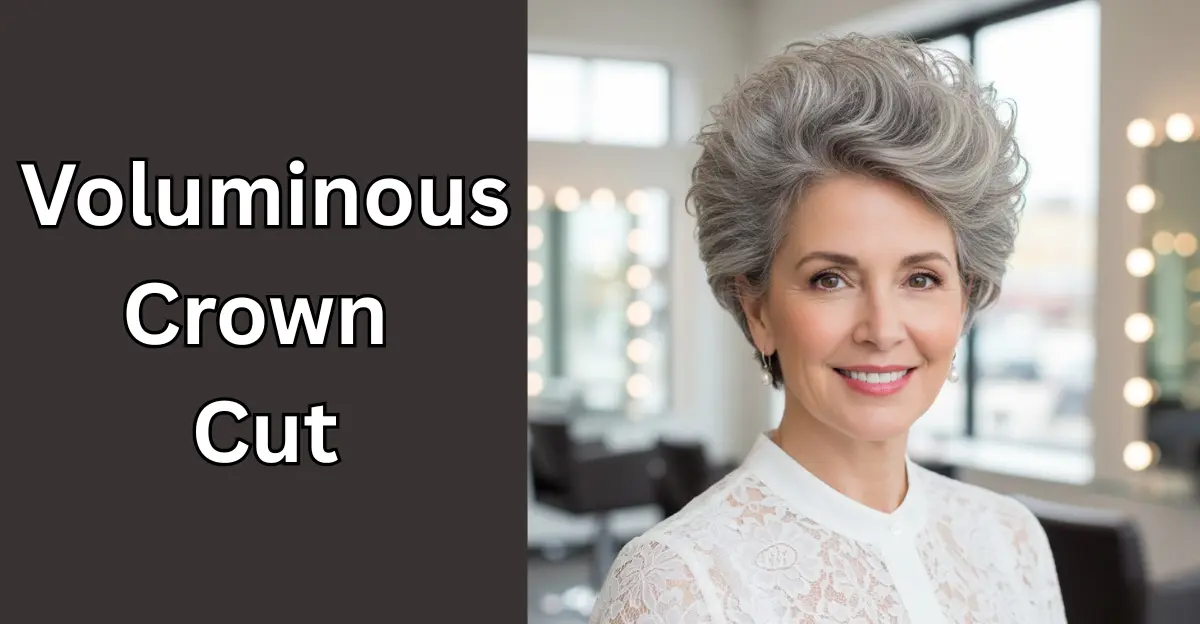 Voluminous Crown Cut (Short Hairstyles for Grey Hair Over 50)