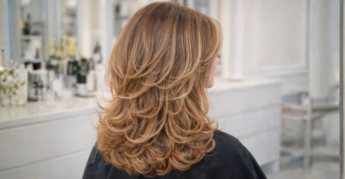 Butterfly haircut with perfect layered hairstyle and soft, voluminous curls.