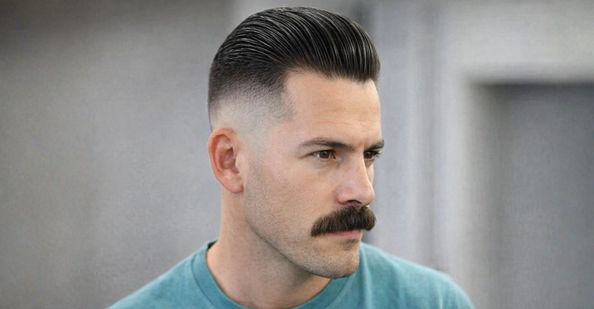 Comb Back with Mid Skin Fade