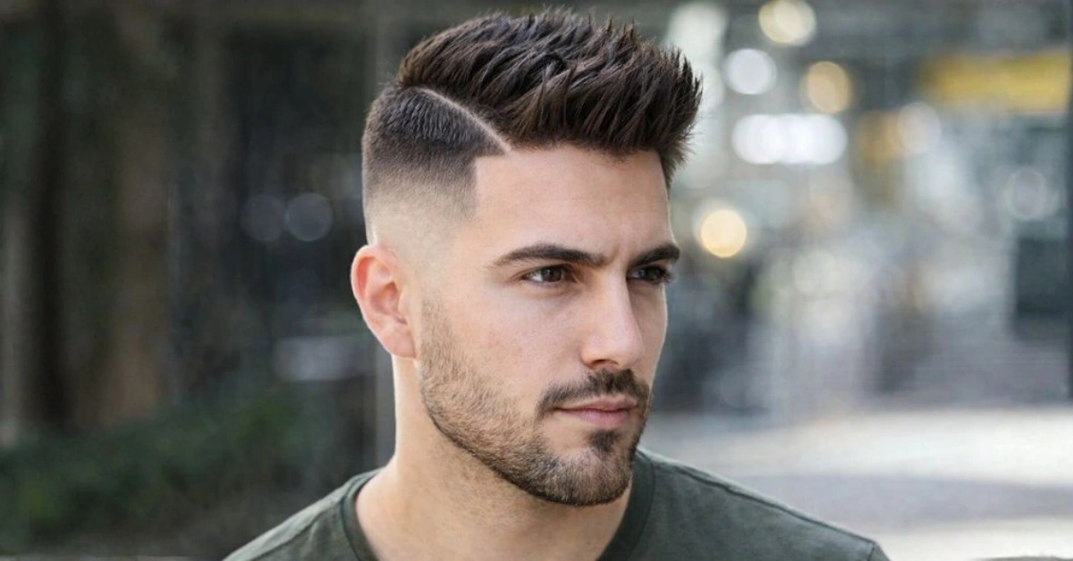 Cool Hard Side Part Fade with Spiky Fringe