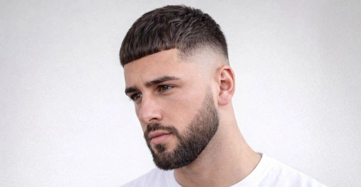 Crop Top Fade with Blunt Fringe