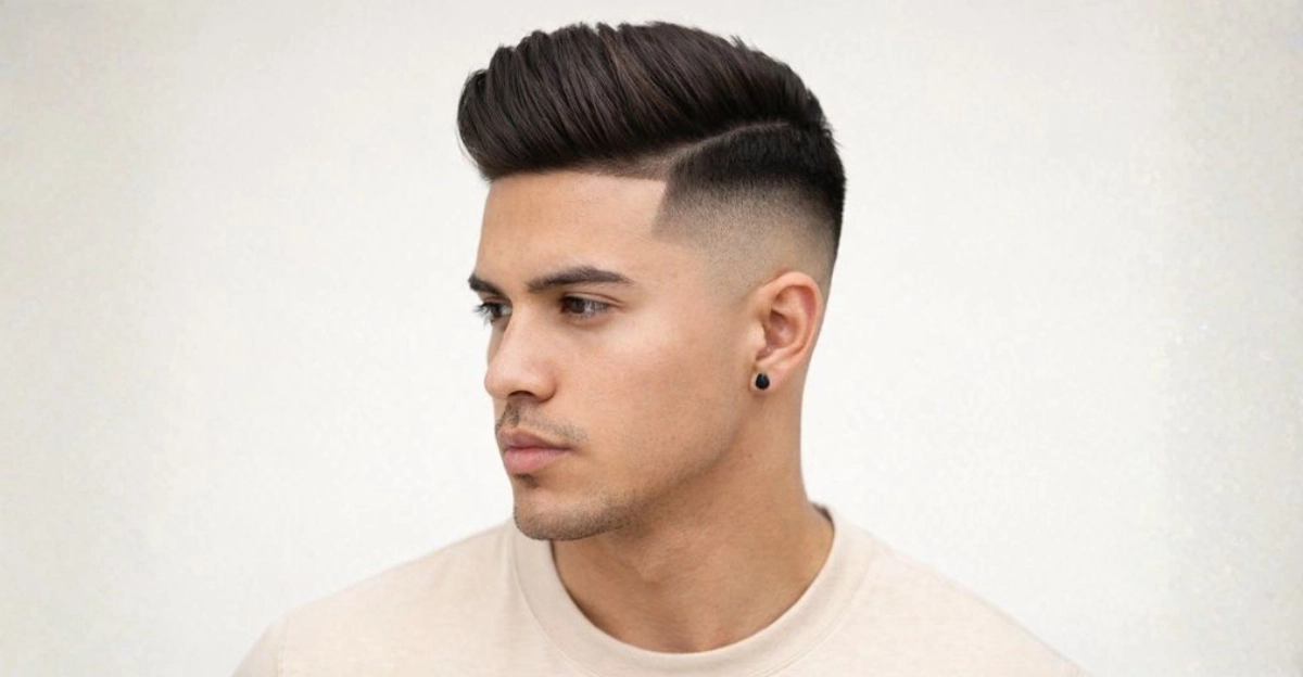 High Volume Comb Over with Mid Skin Fade