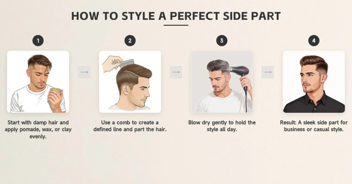 Style Method of Side Part Hairstyle