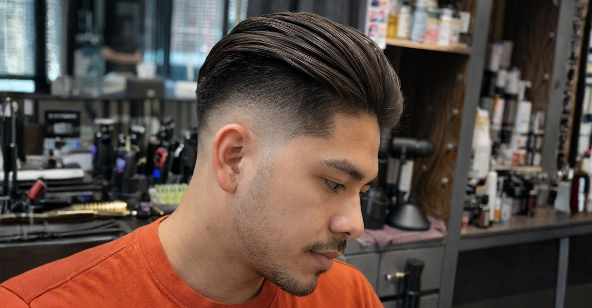 Long Brush Back with Low Fade