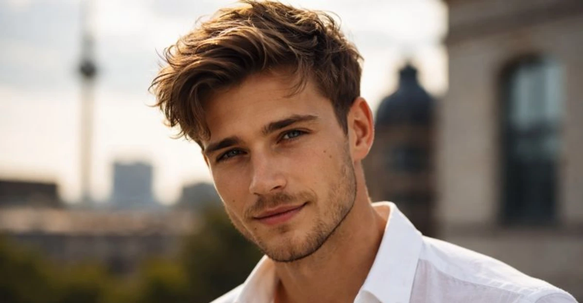 Messy Layered Comb Over with Tapered Sides